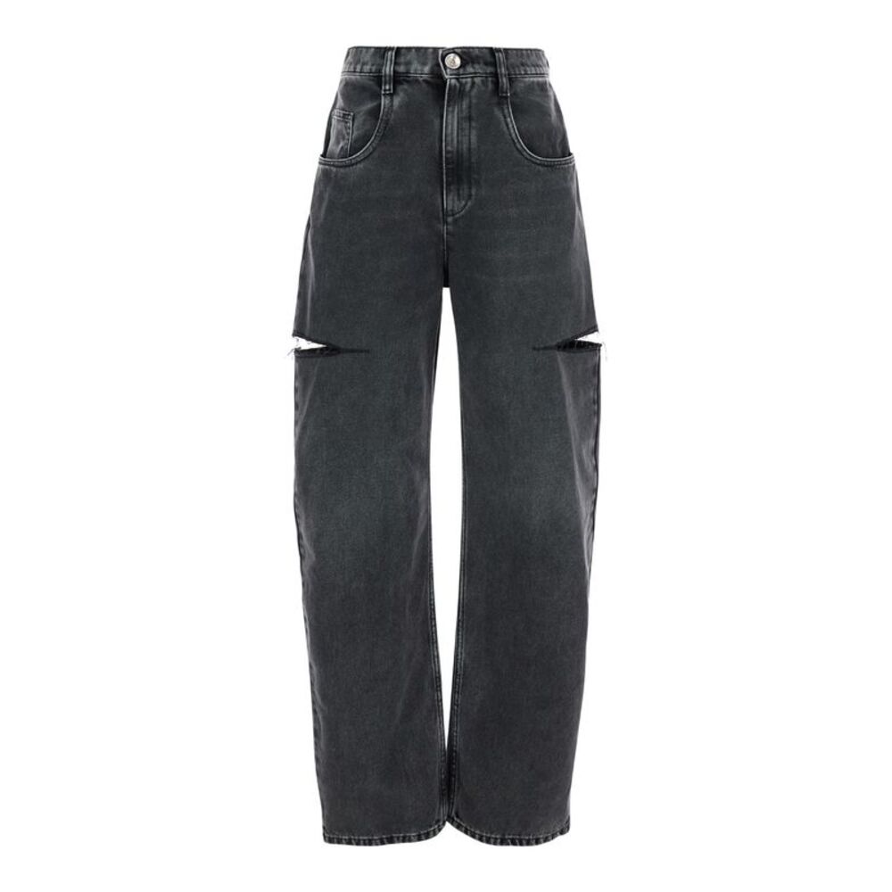 Maison Margiela Women Five-Pocket Design Ripped Black Cotton Denim Jeans Woman - Picture 1 of 3